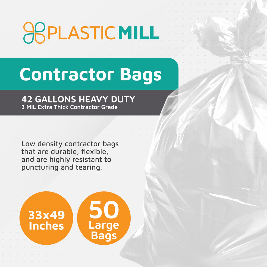 42-Gallon 3 Mil Clear Contractor Bags 50-Count J400