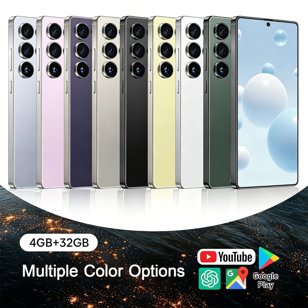 Unlocked 4G Smartphone 6.6" HD Display 4GB+32GB Dual SIM Android 12.0 Black A77550