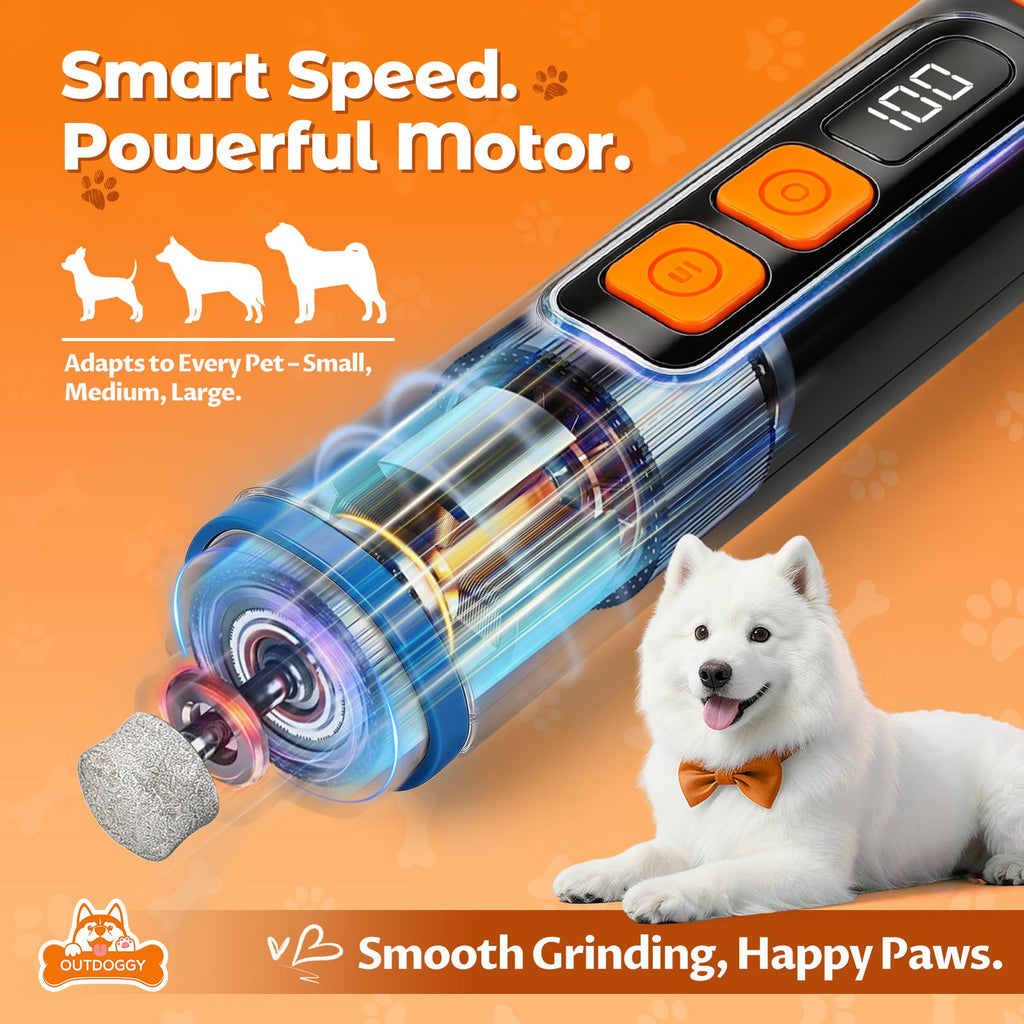Dog Nail Grinder, Quiet 3-Speed with LED & Safety Guard I4154