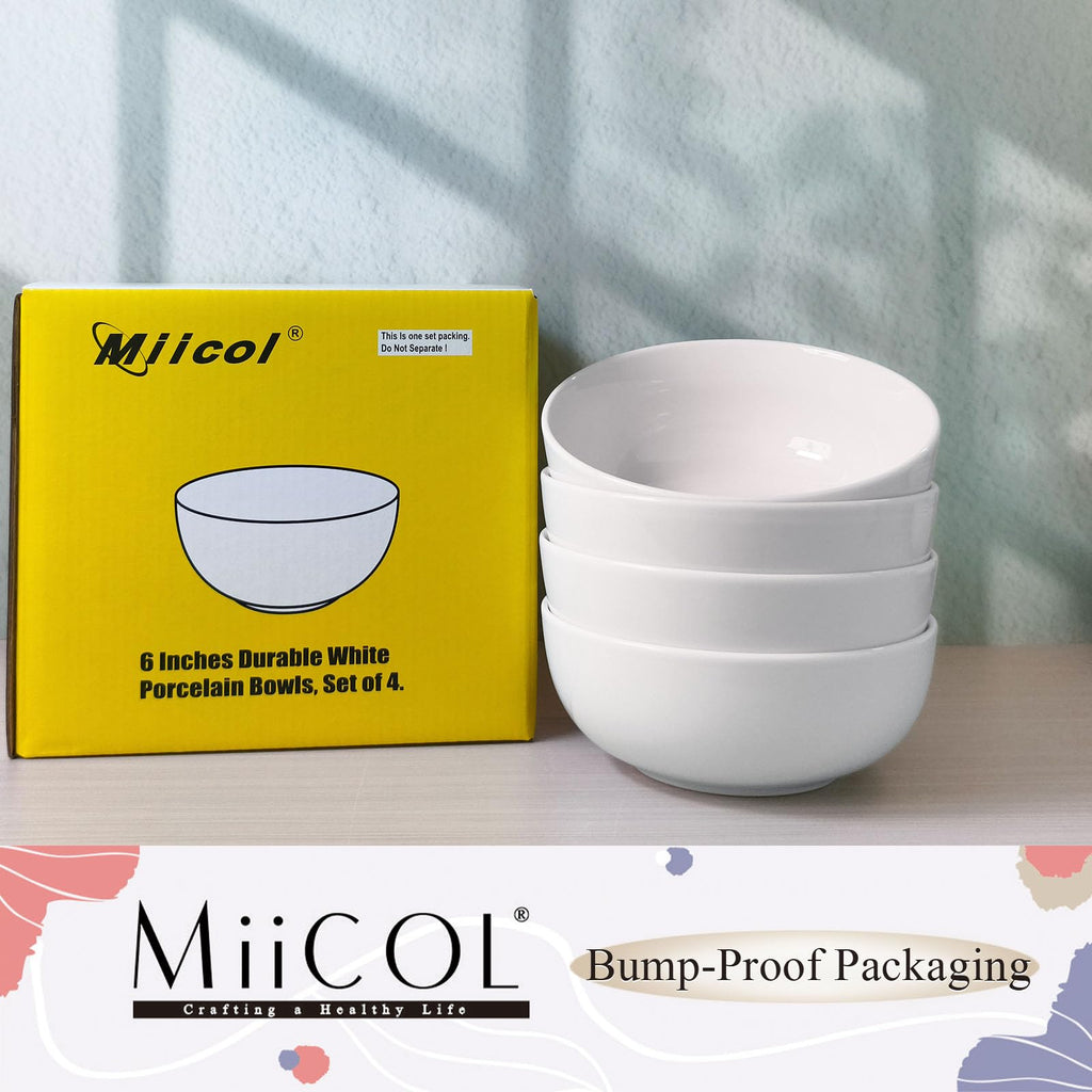 White Ceramic Soup Bowls Set of 4 K743
