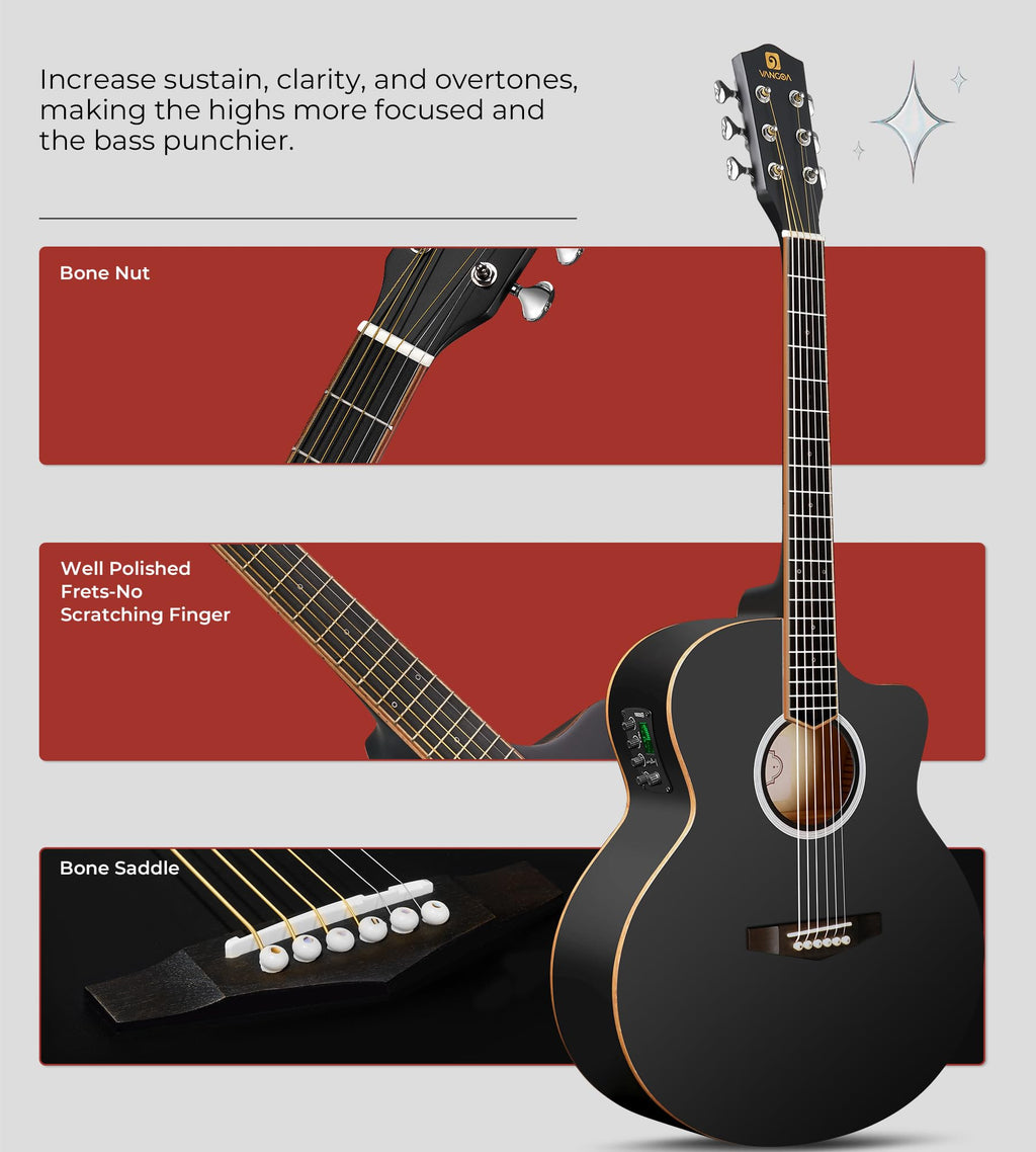 3/4 Electric Acoustic Guitar Kit with 4-Band EQ K31314