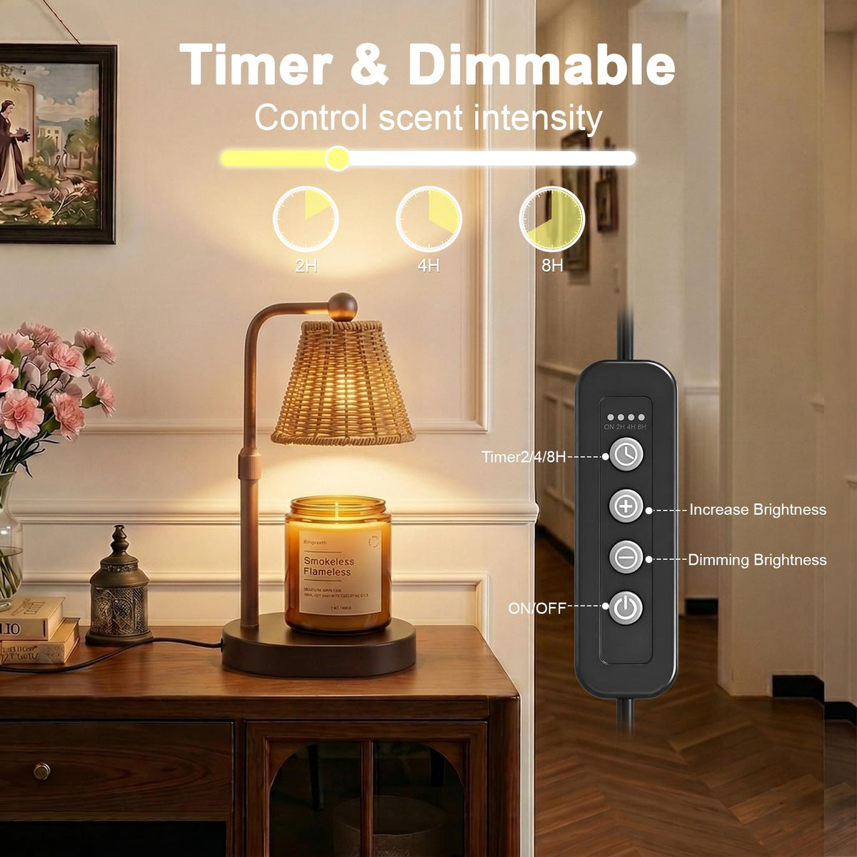 Candle Warmer Lamp with Timer, Brown G4395