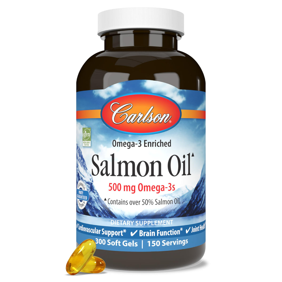 Salmon Oil 500 mg Omega-3s 300 Softgels T1796