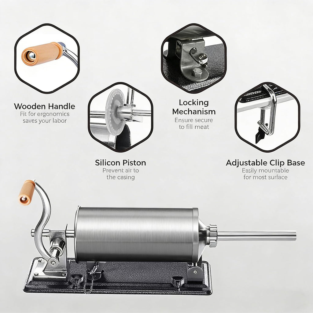 2.5LB Steel Sausage Stuffer with 8 Stuffing Tubes G17985