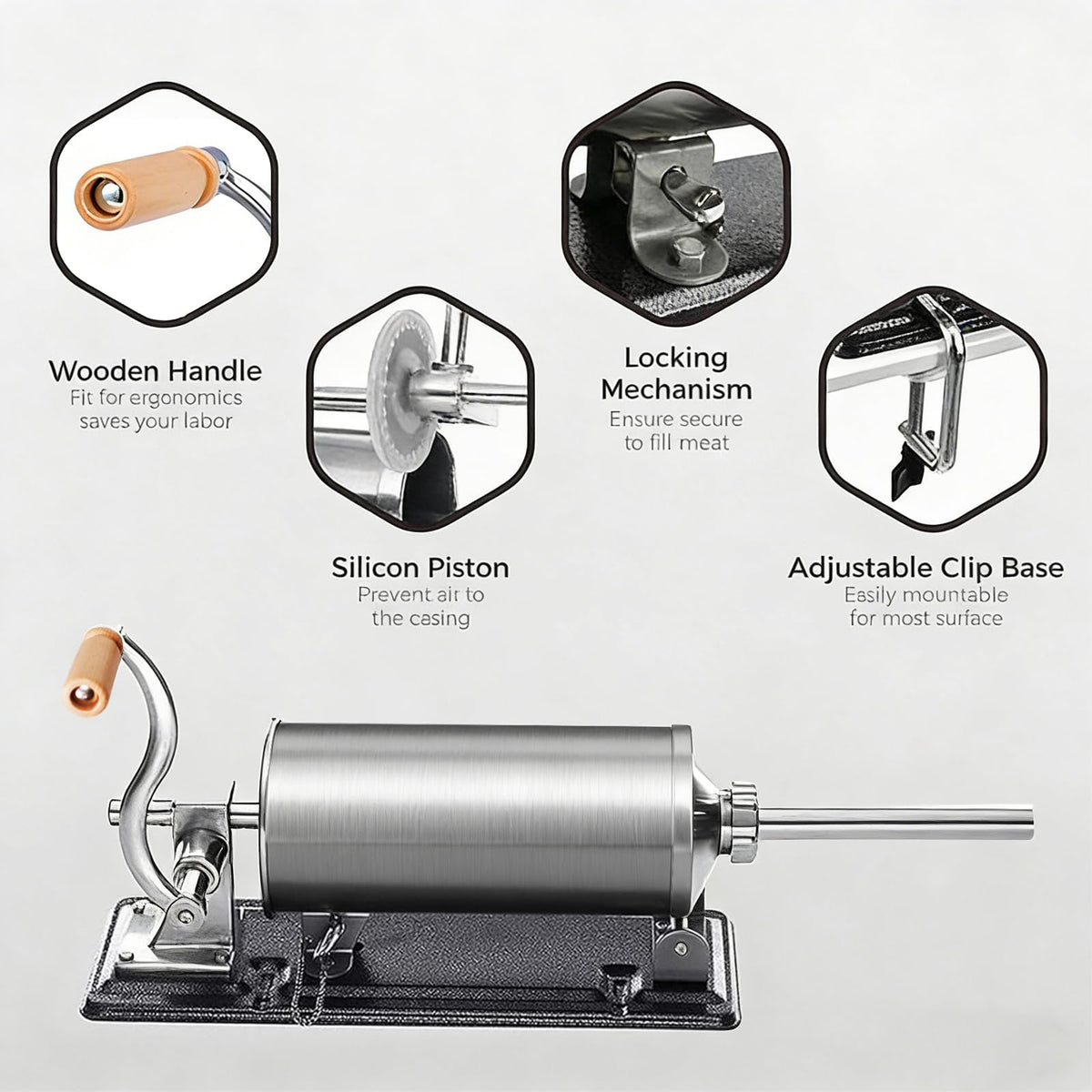 2.5LB Steel Sausage Stuffer with 8 Stuffing Tubes G17985