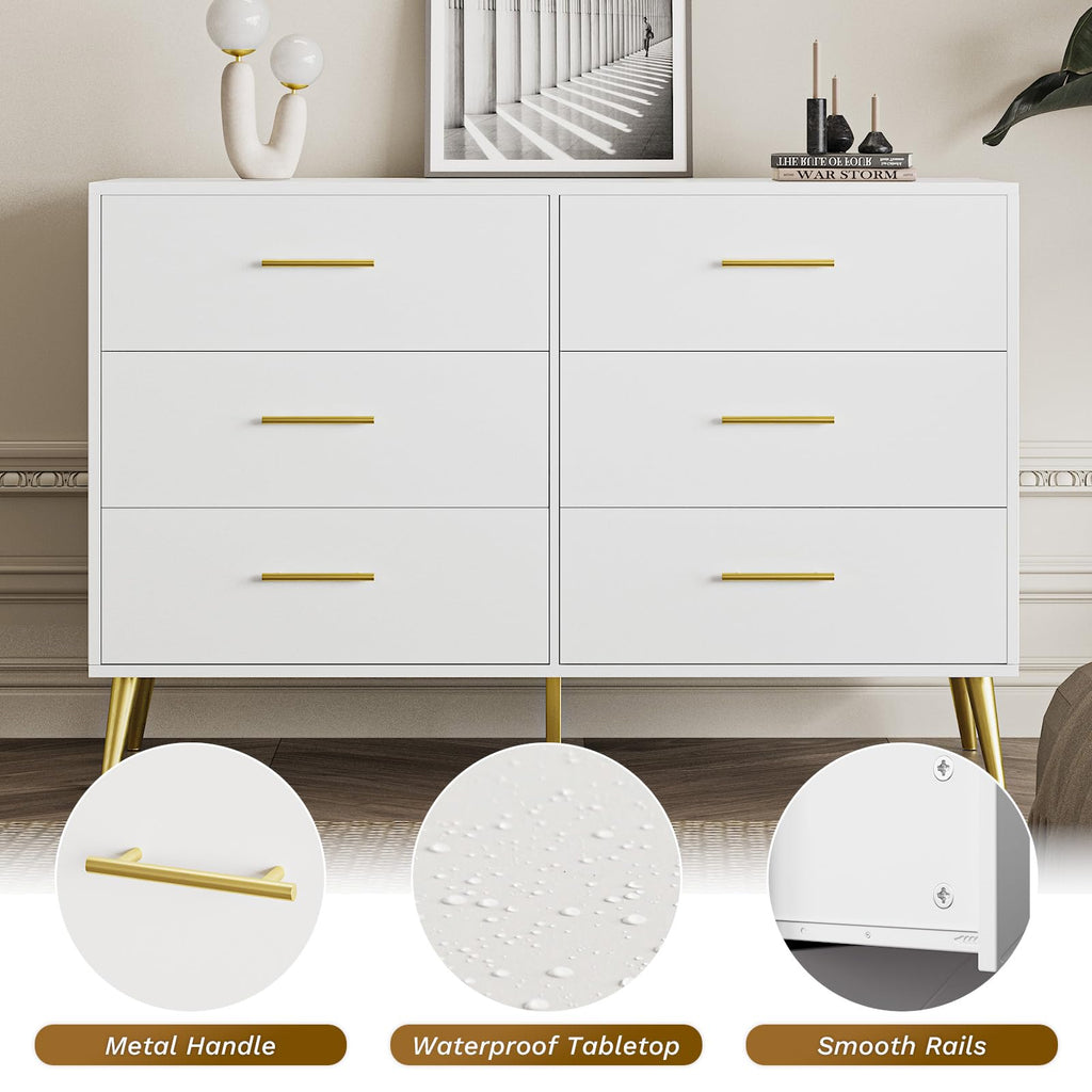 White 6 Drawer Dresser N125022