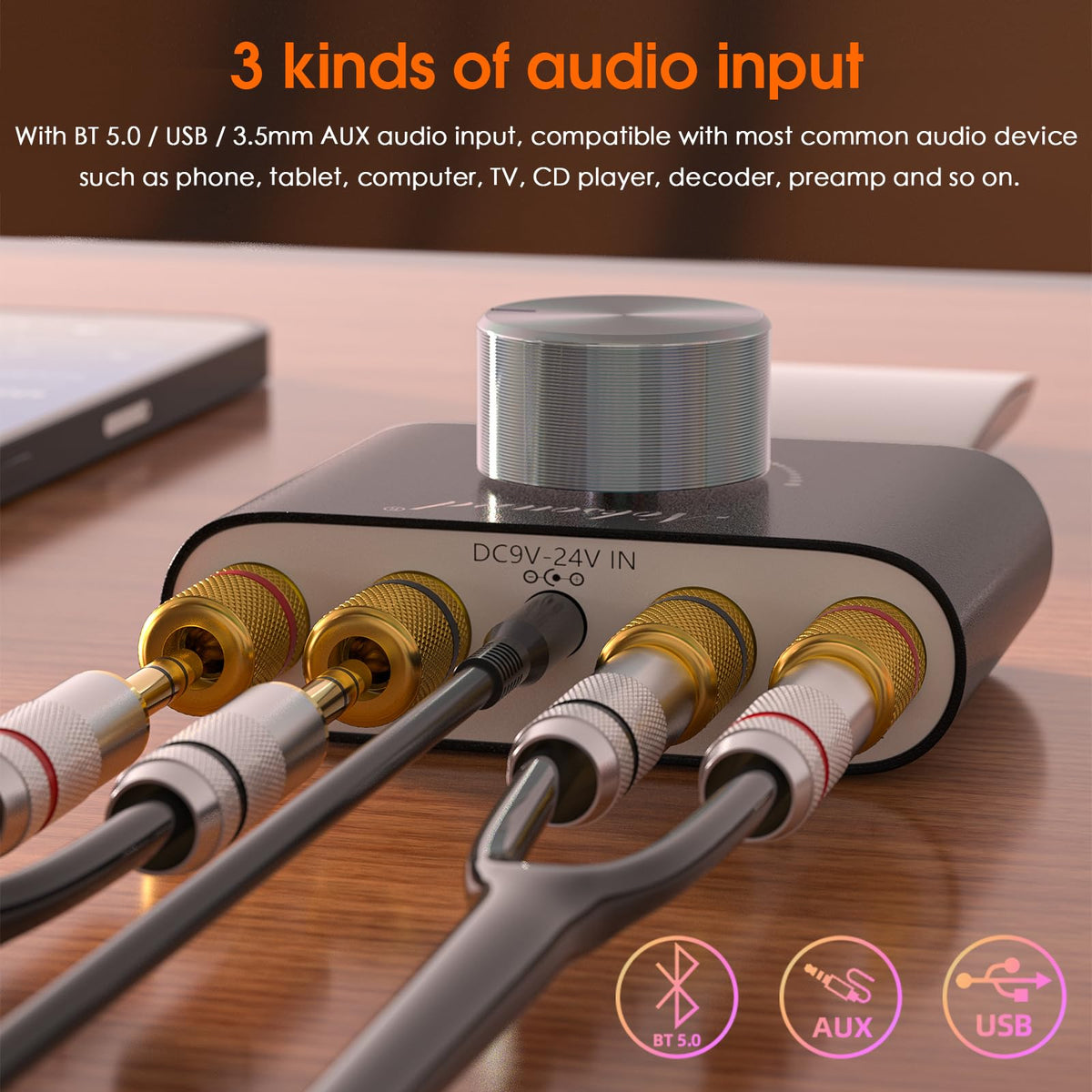 Mini Bluetooth 5.0 Stereo Power Amplifier 50W×2 Black I203344