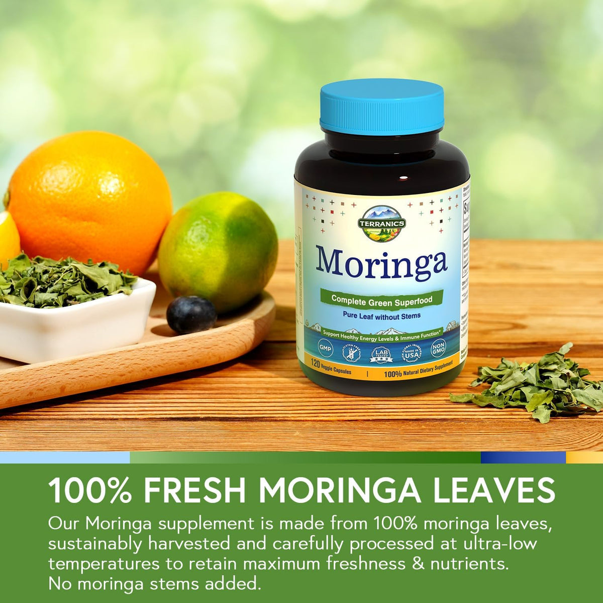 Moringa Oleifera Leaf Powder 120 Vegan Caps U856