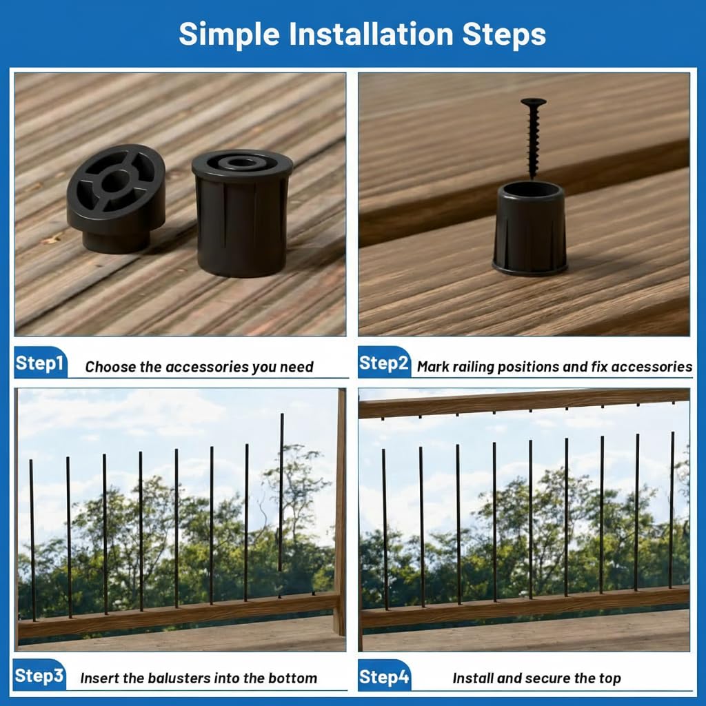 56 Pack 26 inch Black Round Aluminum Balusters K412705