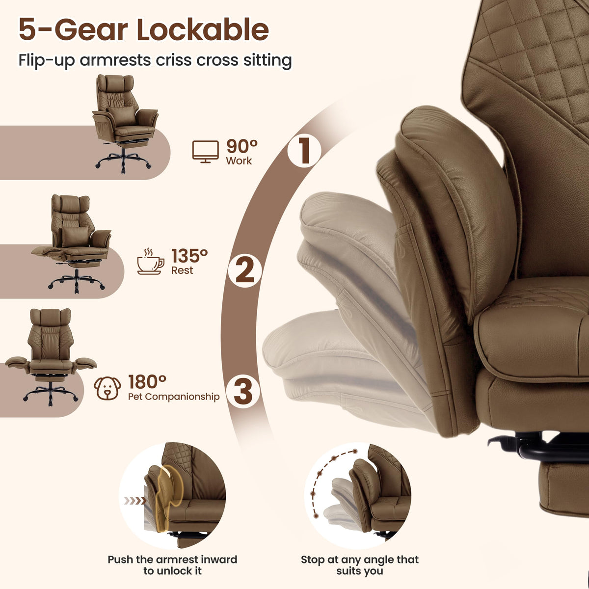3D Kneading Massage Office Chair with Footrest C706289