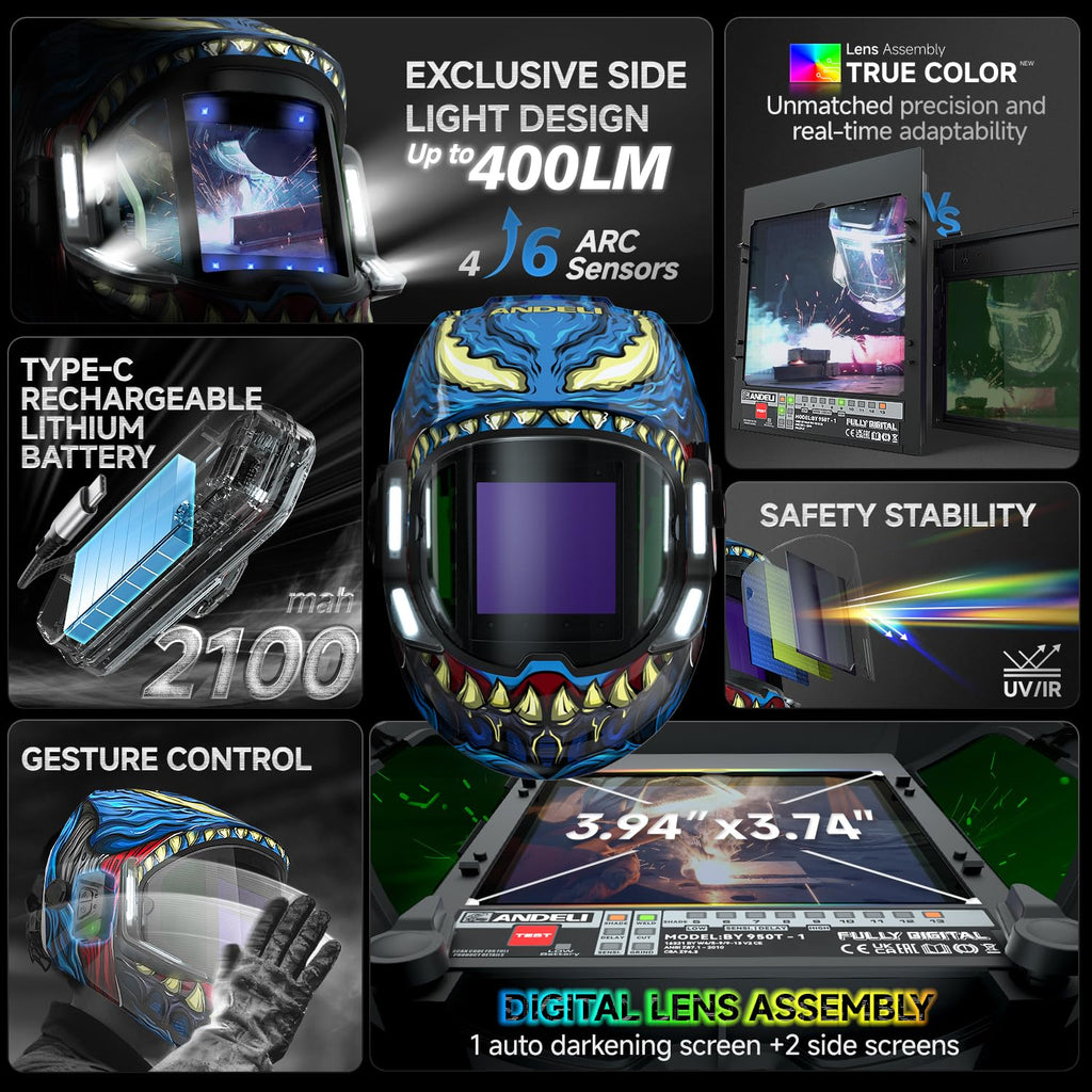 Auto Darkening Welding Helmet with Light F6399