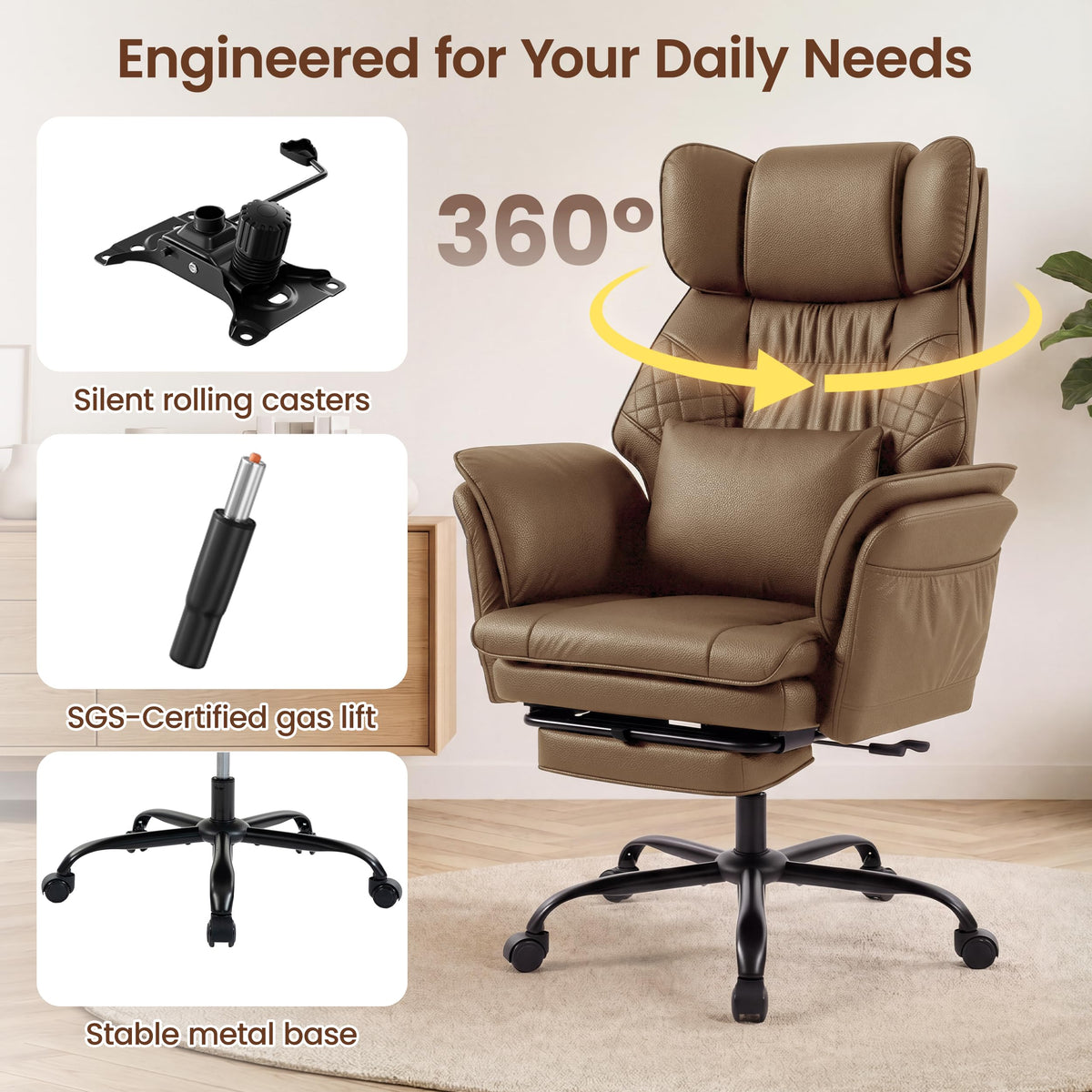 3D Kneading Massage Office Chair with Footrest C706289