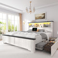 White Full Size Bed Frame with Headboard and Storage U35397