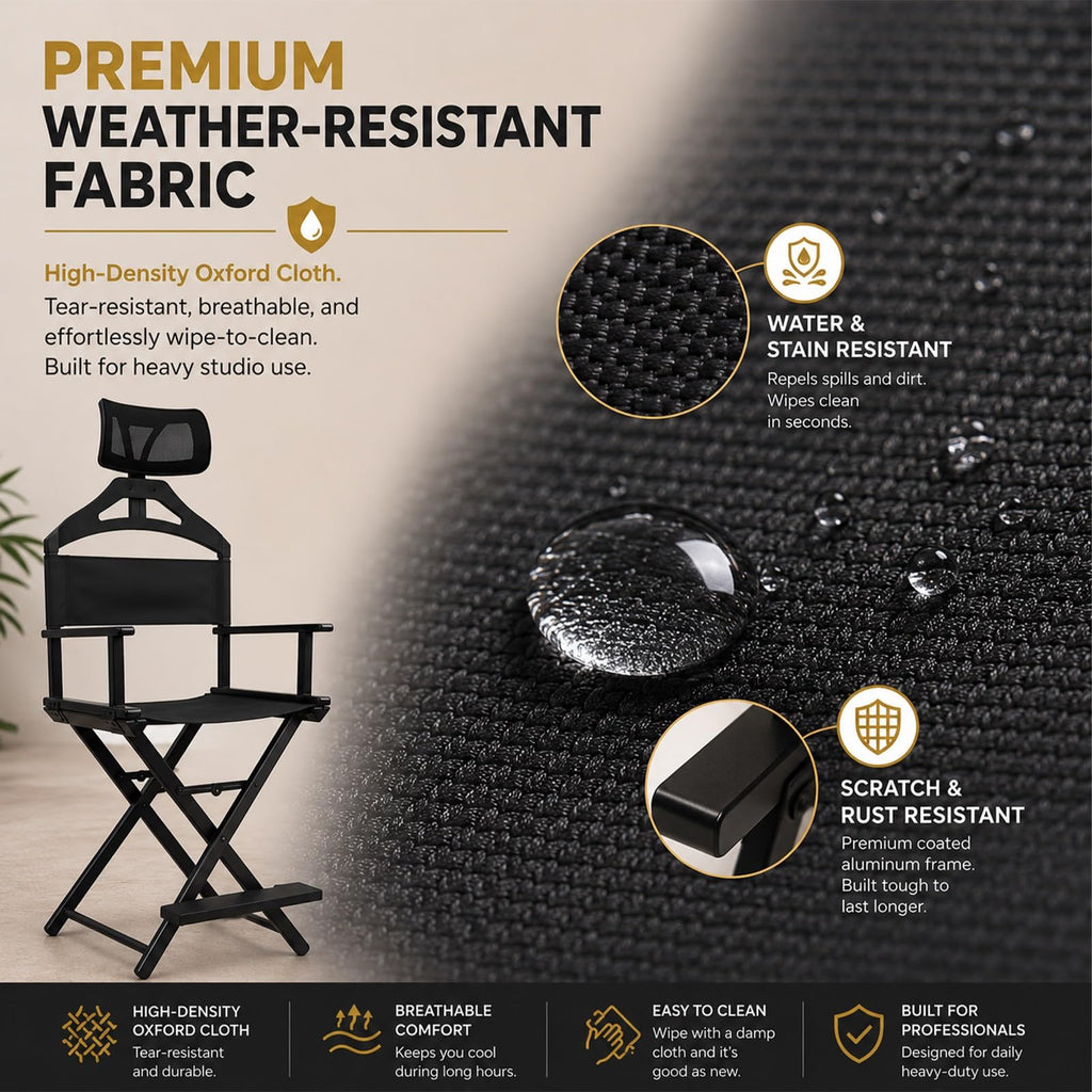 Tall Folding Directors Chair with Adjustable Headrest Q7672