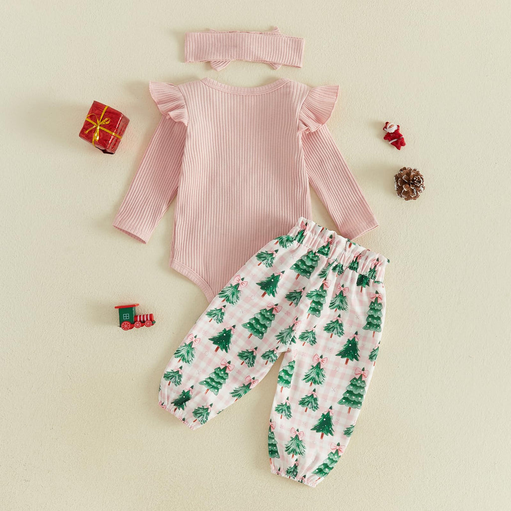 Newborn Baby Girl Christmas Outfit Romper Pants Set M439