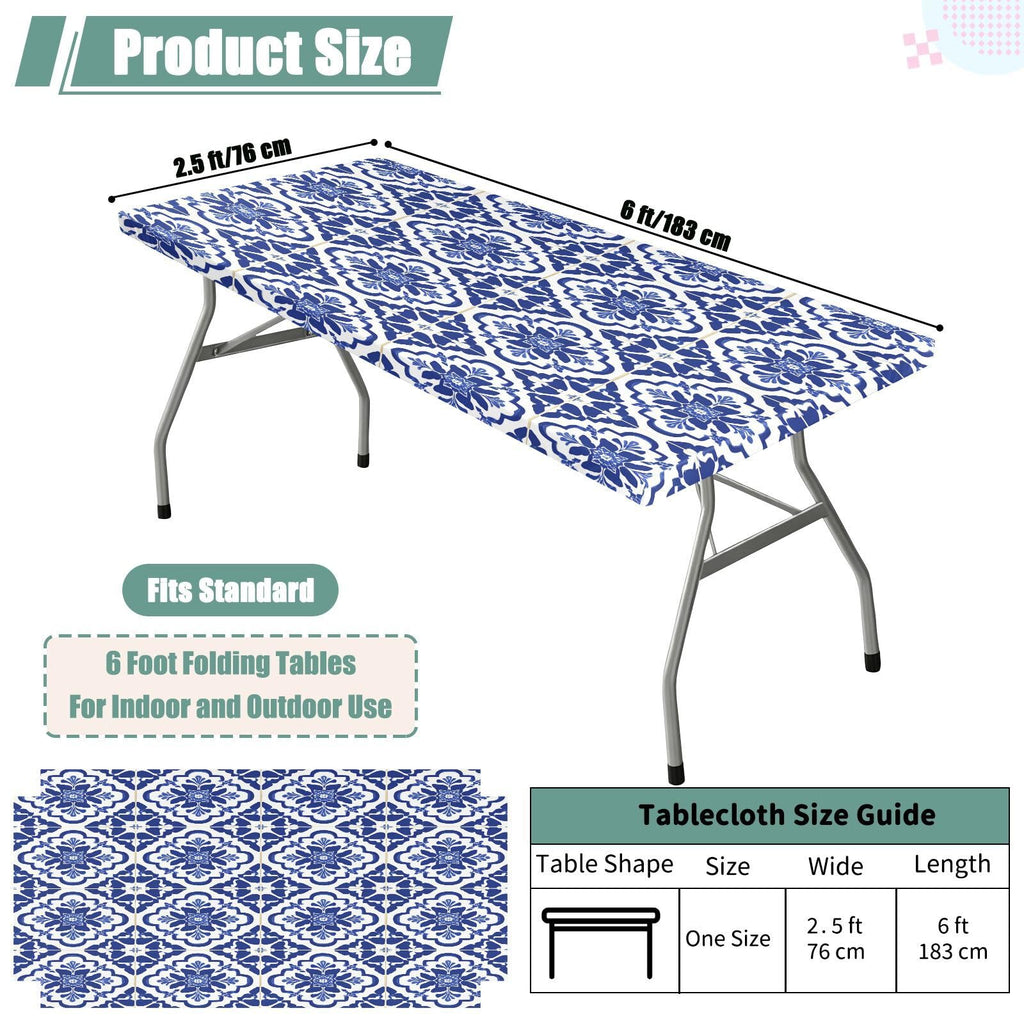 6 Ft Rectangle Water Resistant Tablecloth D9351