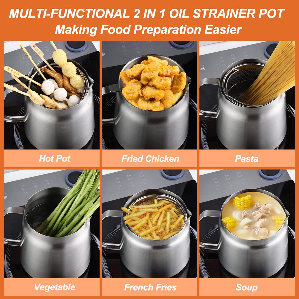 304 Stainless Steel Deep Fryer with Basket Y36724