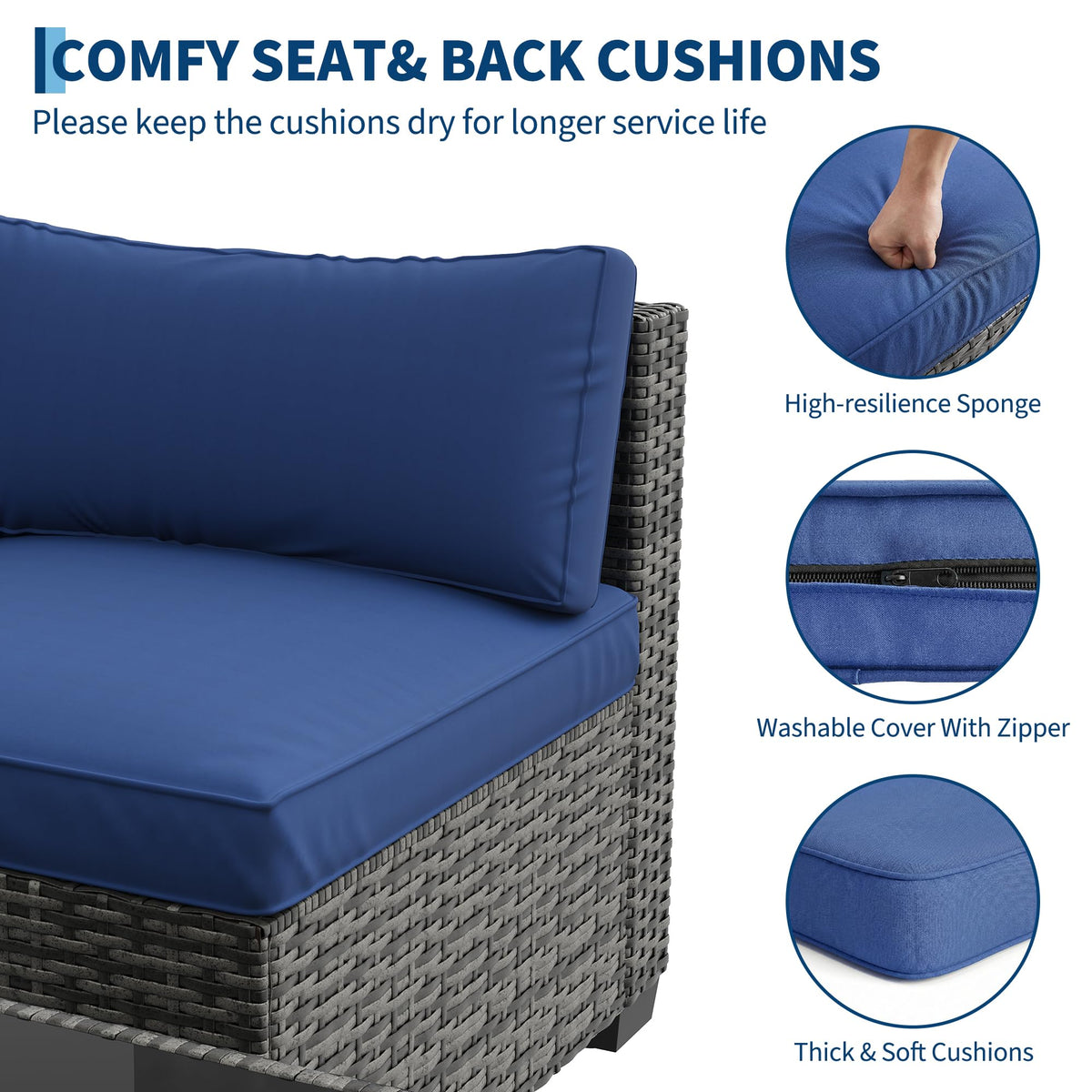 7-Piece Outdoor Rattan Sectional Sofa Set with Coffee Table M8356