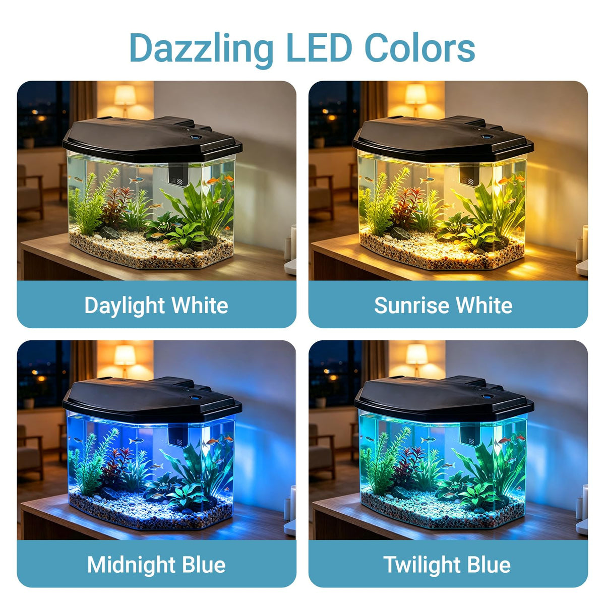 3-Gallon Plastic Aquarium Starter Kit with LED Lighting and Filtration O71708