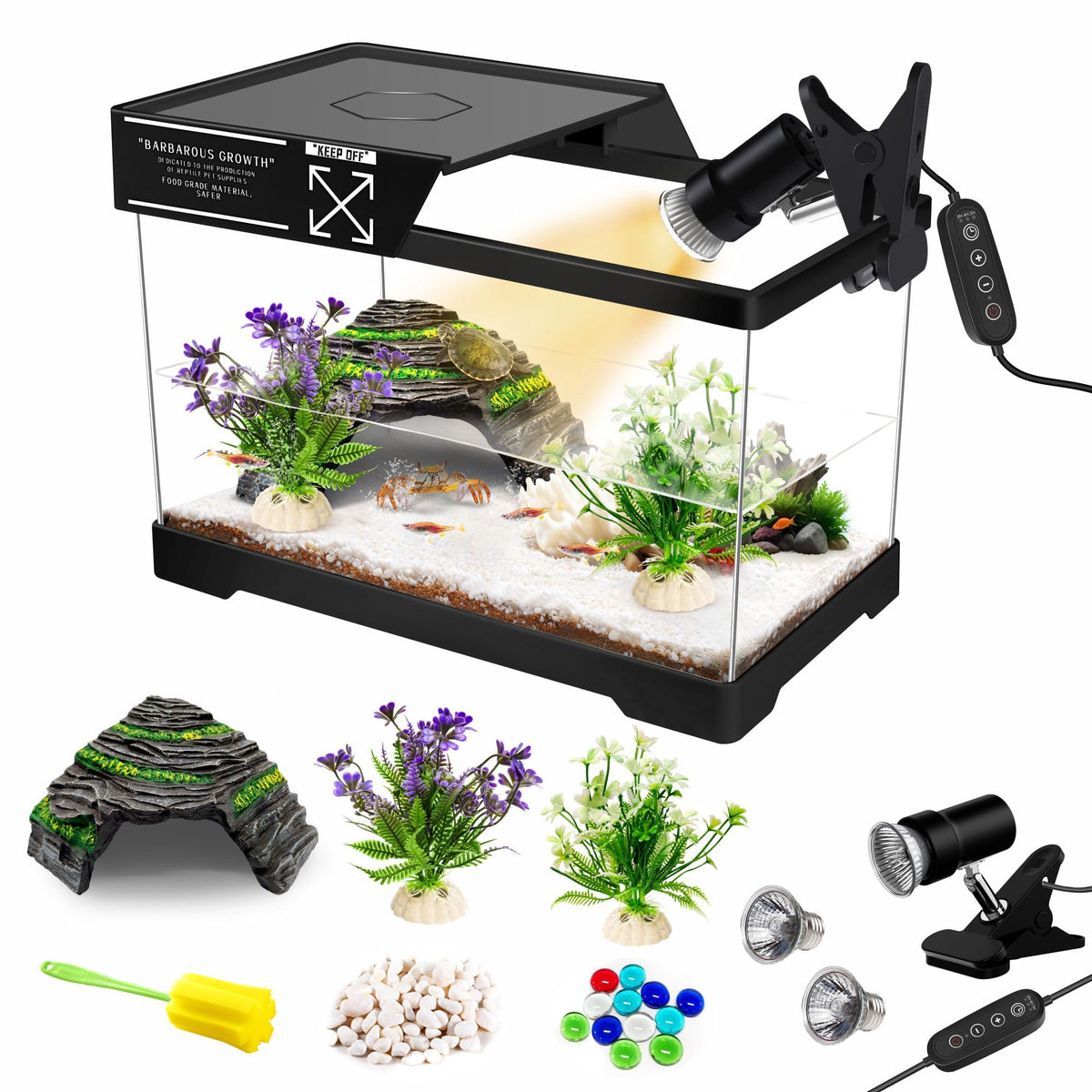 Mini Turtle Tank Kit with Adjustable Lamp and Lid A93409