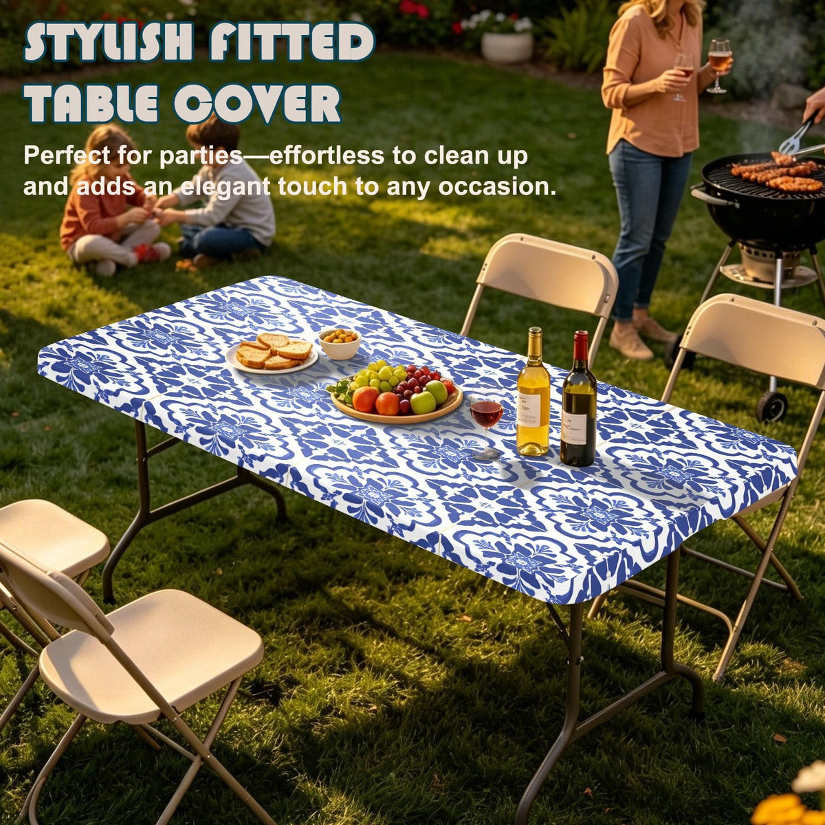 6 Ft Rectangle Water Resistant Tablecloth D9351