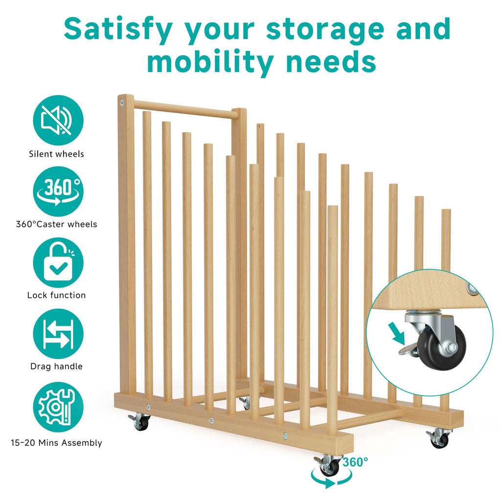 Art Canvas Storage Rack with Wheels and Handle G311