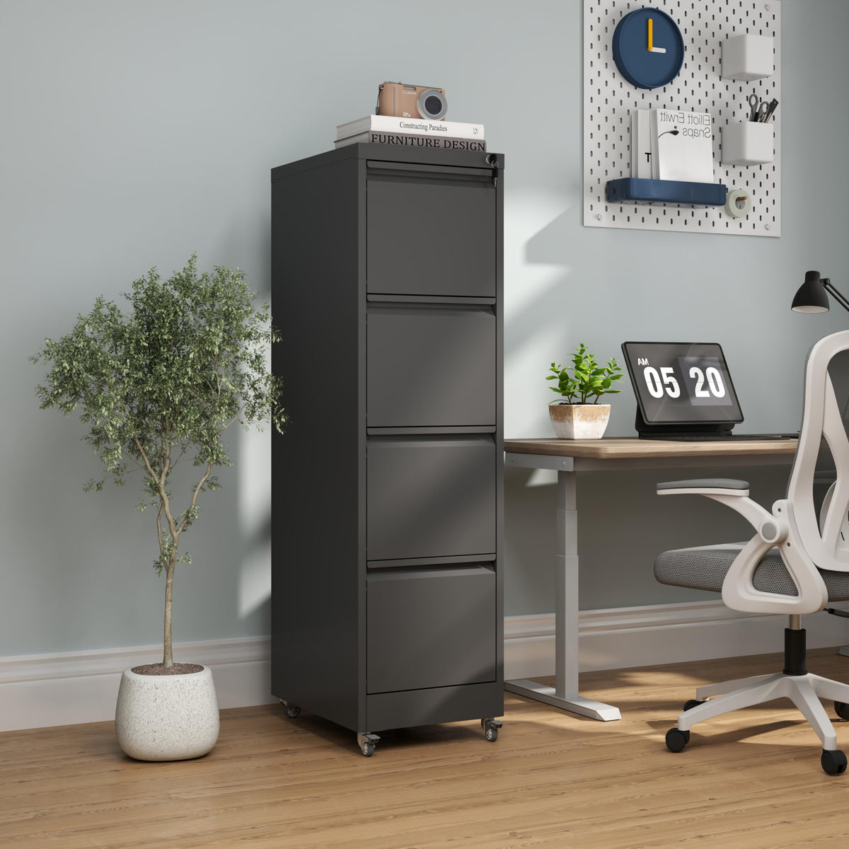 4 Drawer Locking File Cabinet with Wheels G18491