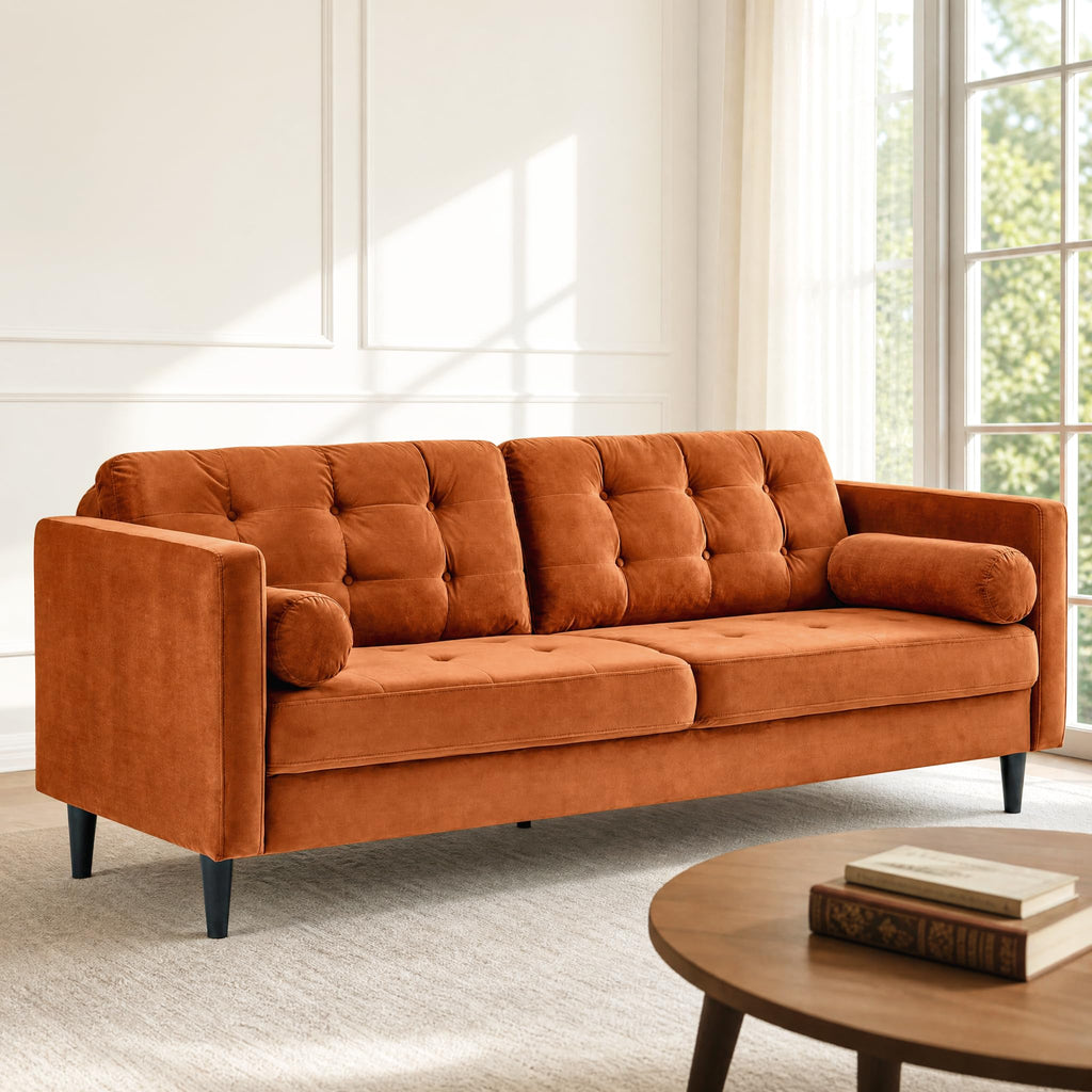 80" Velvet Sofa with Solid Wood Legs G625