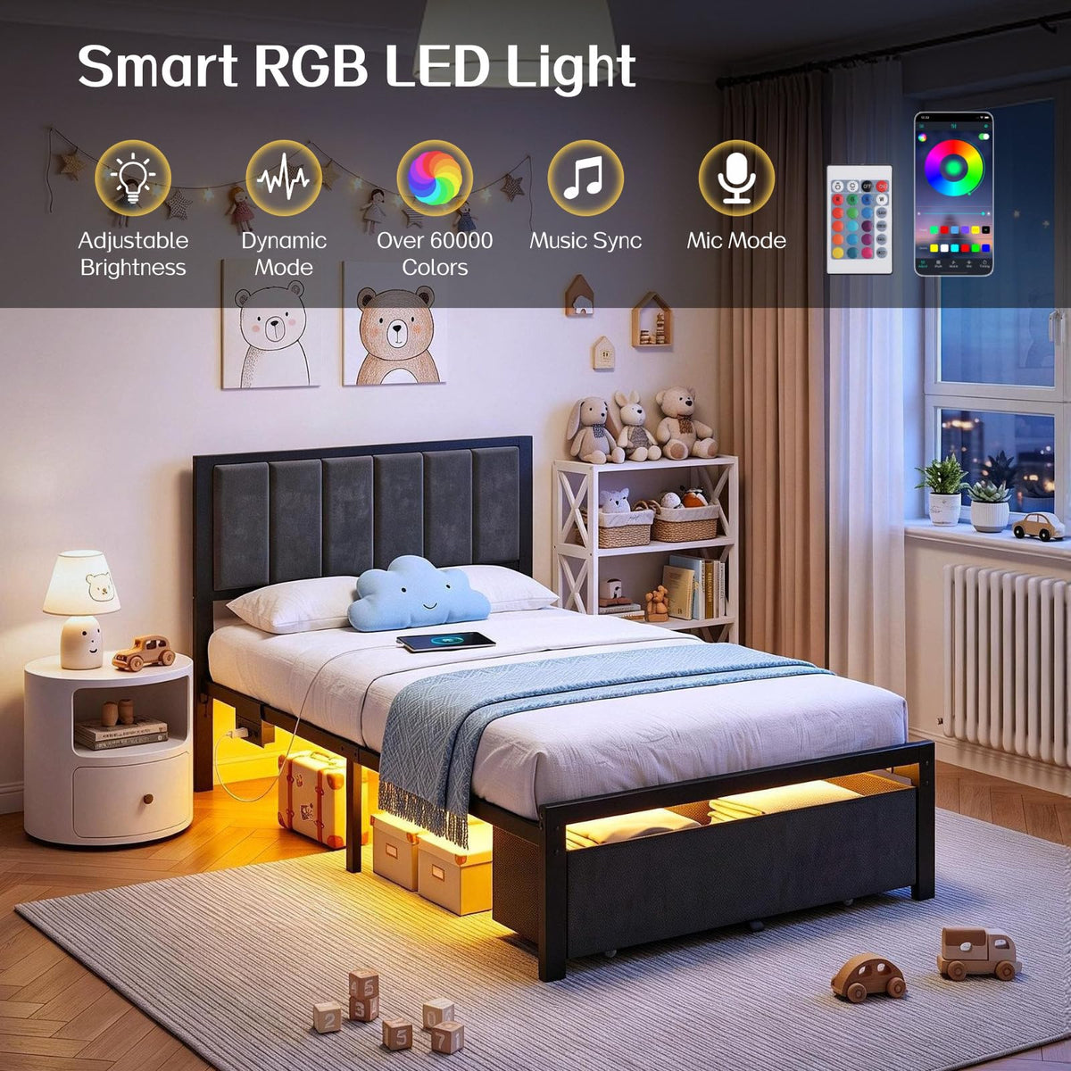 Twin Size Bed Frame with Drawer P2957