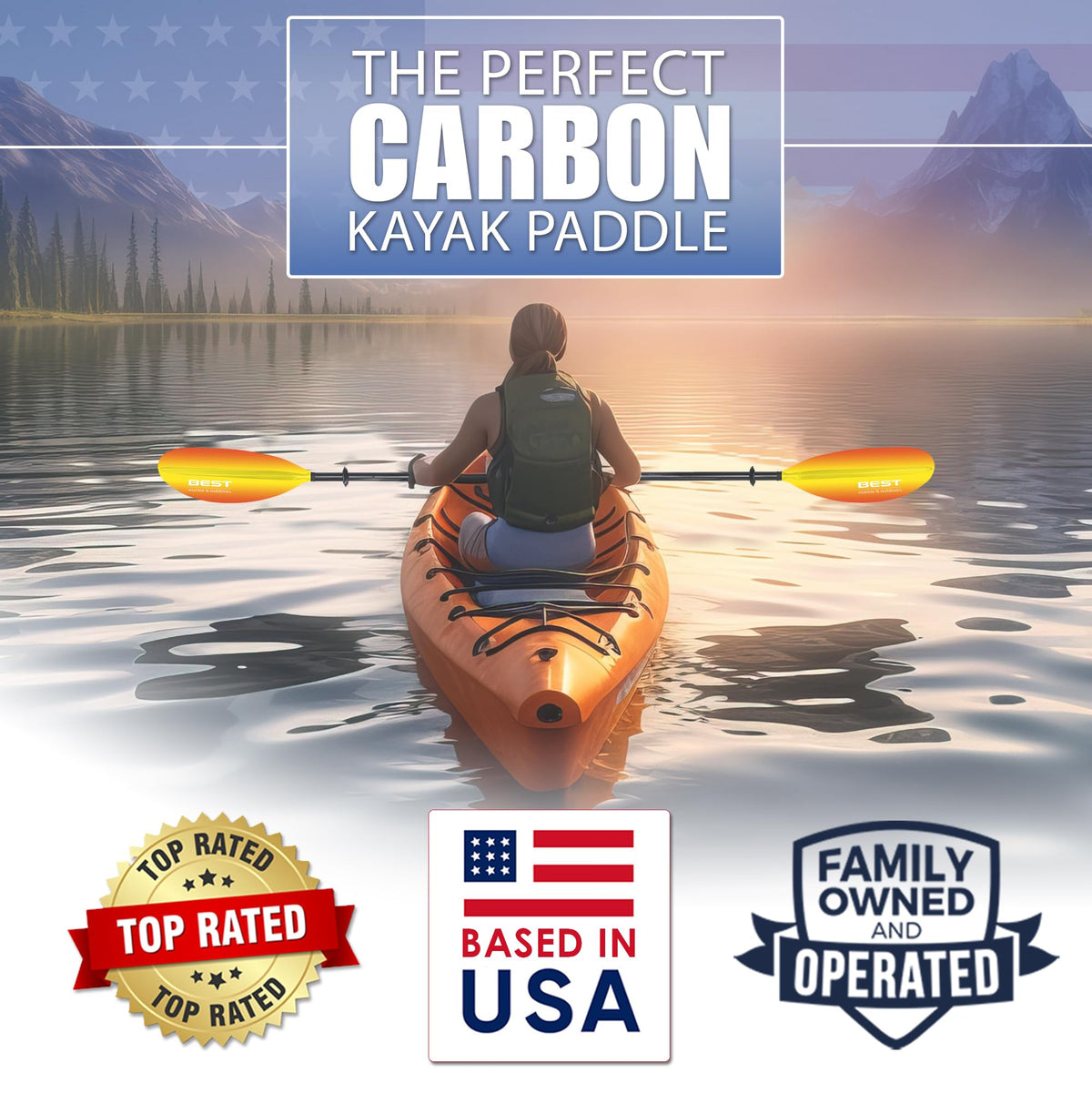 Carbon Fiber 2-Piece Kayak Paddle G657