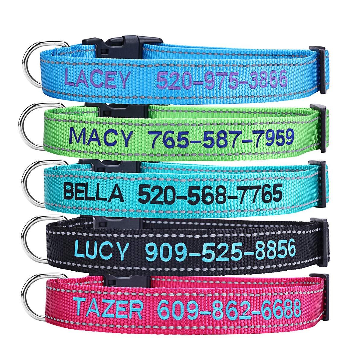 Personalized Dog Collar, 4 Adjustable Sizes Quick Release Buckle and D-Ring F882521