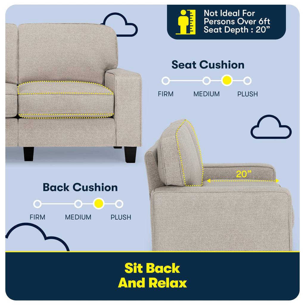 Light Gray Polyester Sofa U914730