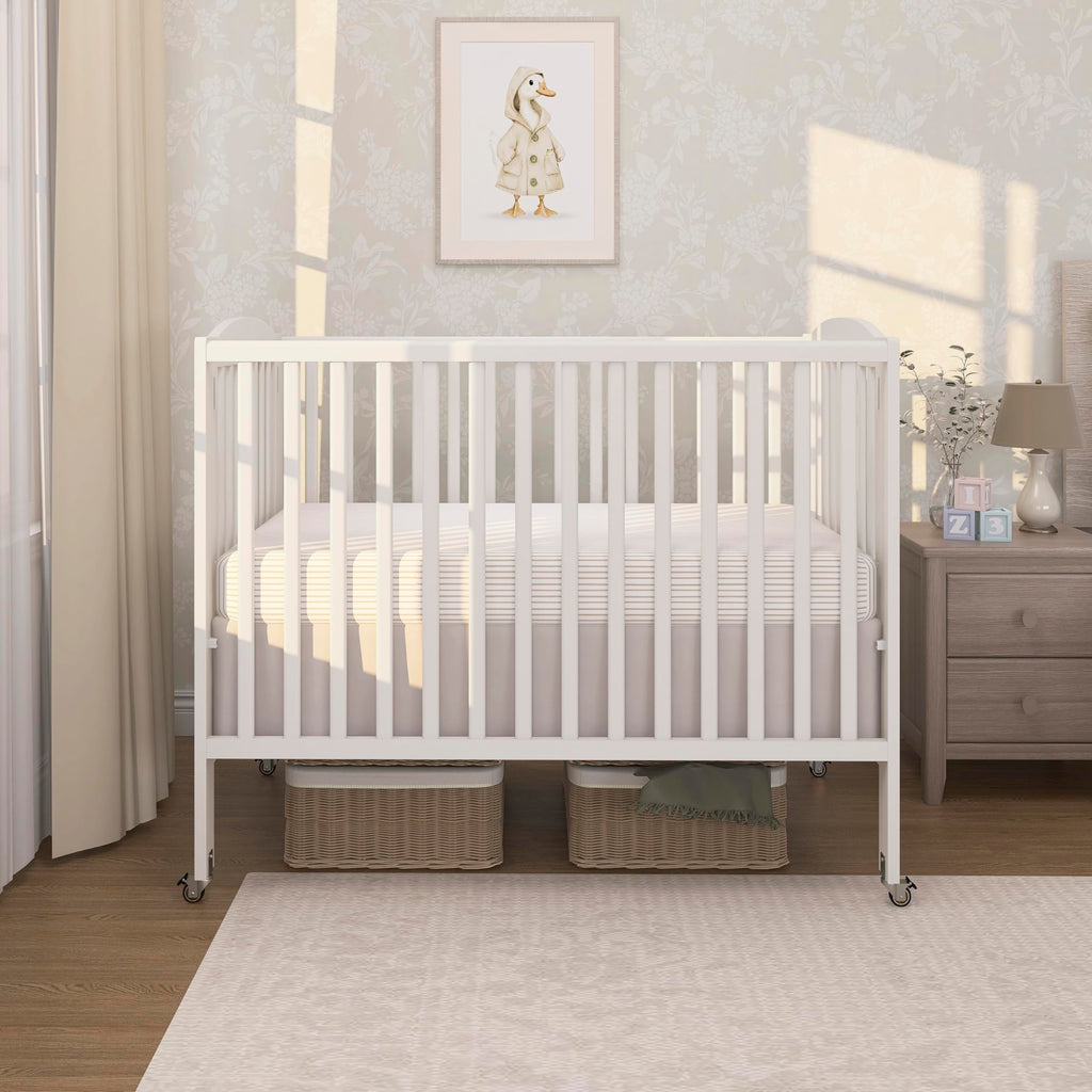 Full Size 2-in-1 Folding Baby Crib White N727537