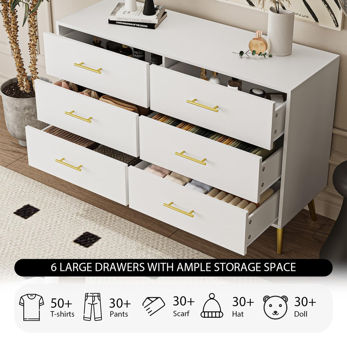 White 6 Drawer Dresser N125022