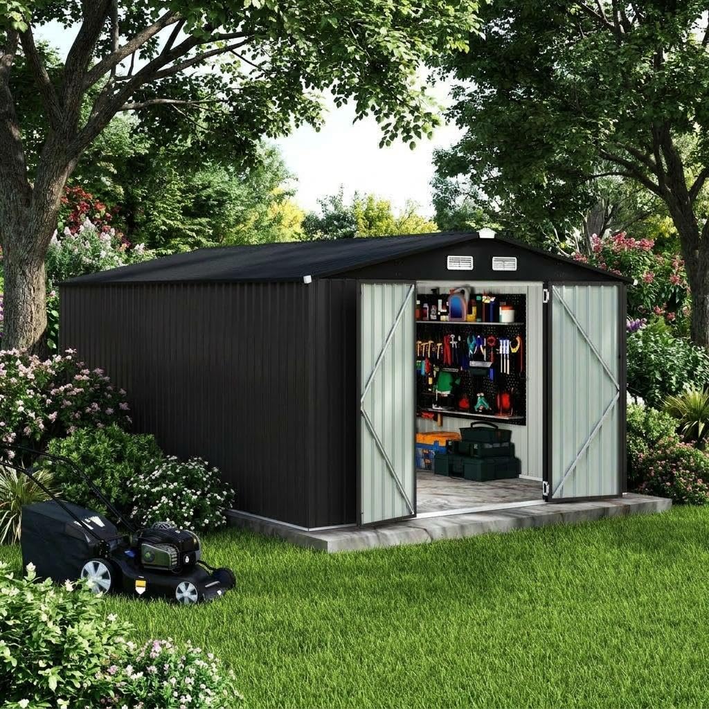 10x14 ft Metal Outdoor Storage Shed M999