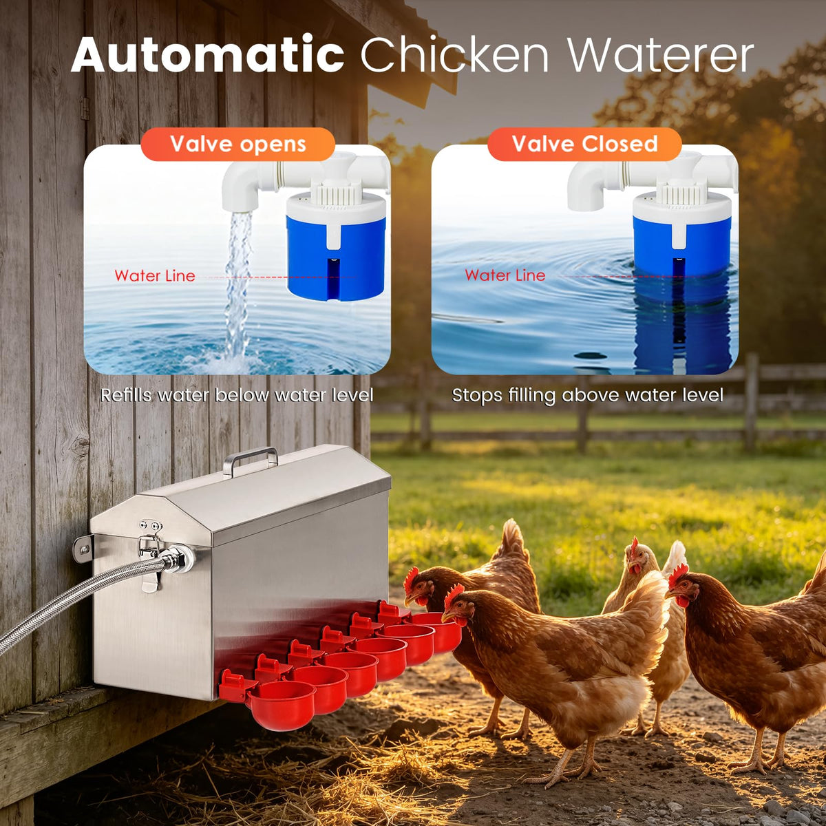 1.5 Gallon Metal Automatic Chicken Waterer E98498
