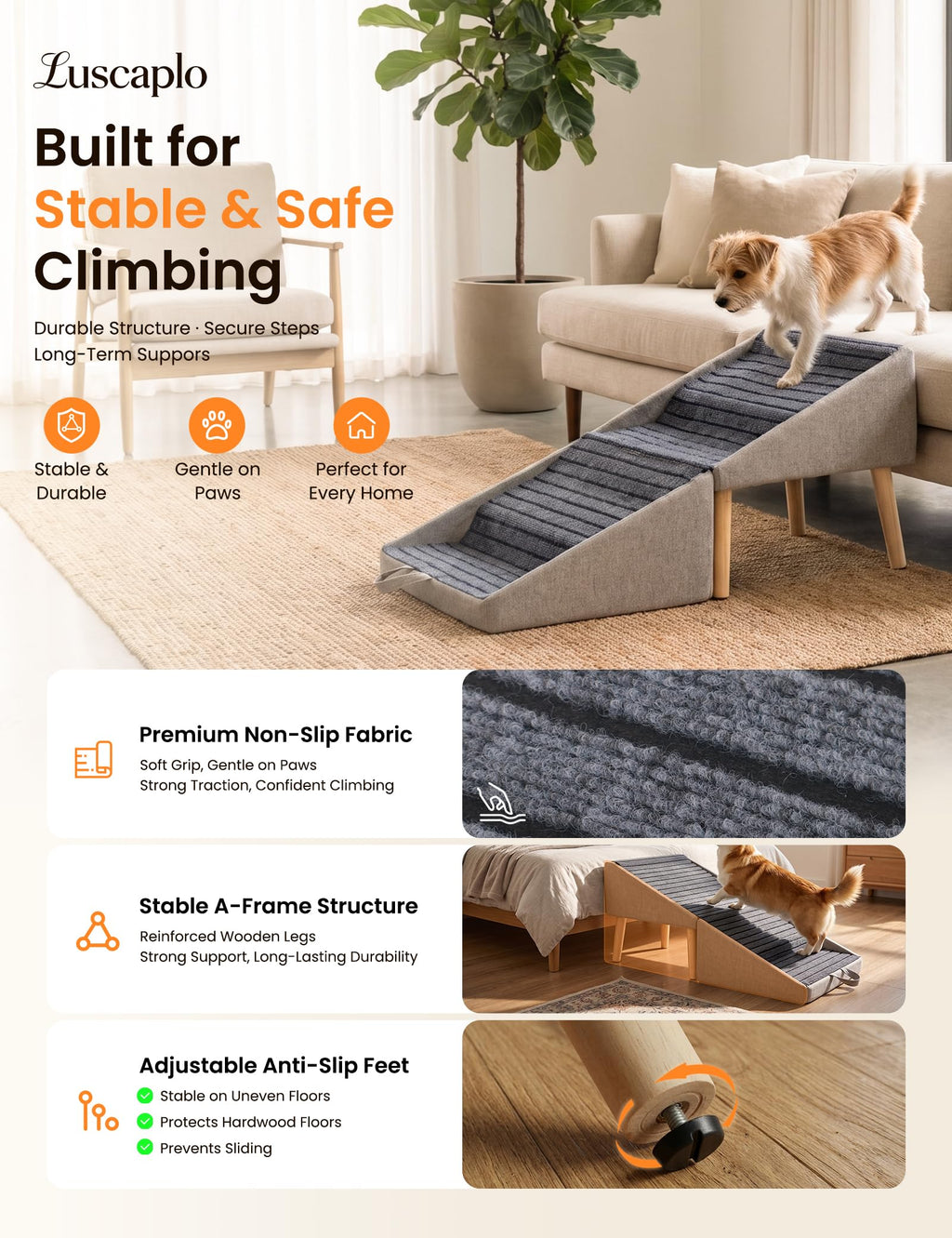 Dog Ramp and Pet Stairs 19" H Z82030