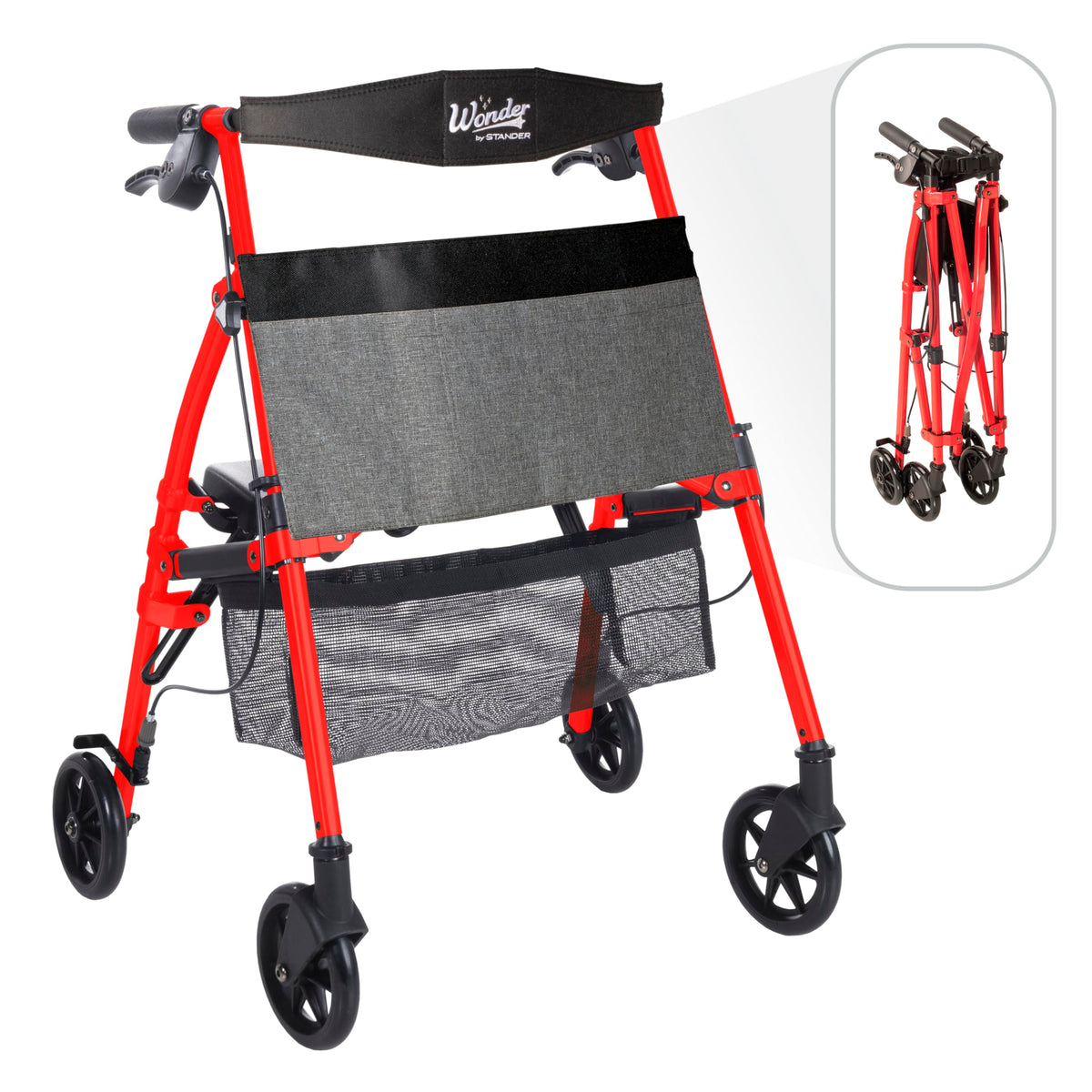 Lightweight Folding Mobility Aid with Four Wheels and Seat A91063