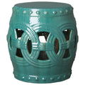 Teal Glazed Garden Stool E8150