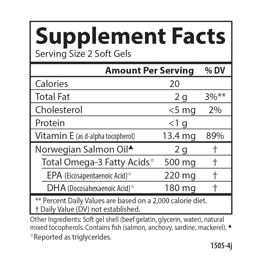 Salmon Oil 500 mg Omega-3s 300 Softgels T1796