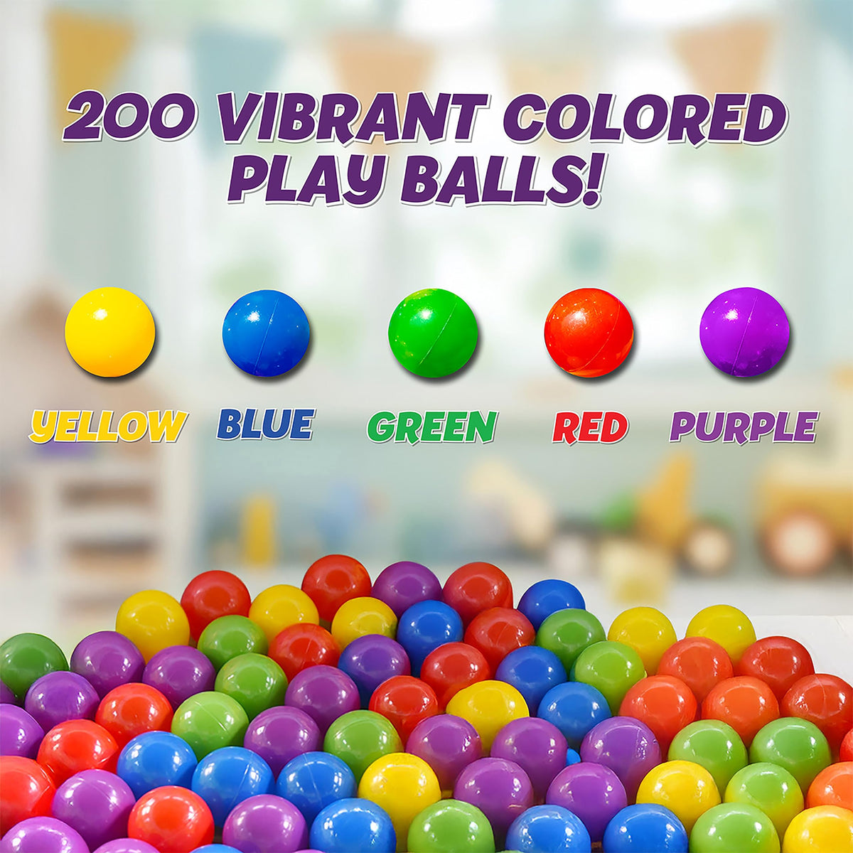 200 Premium Crush-Resistant Play Balls with Zippered Storage Bag Z5643