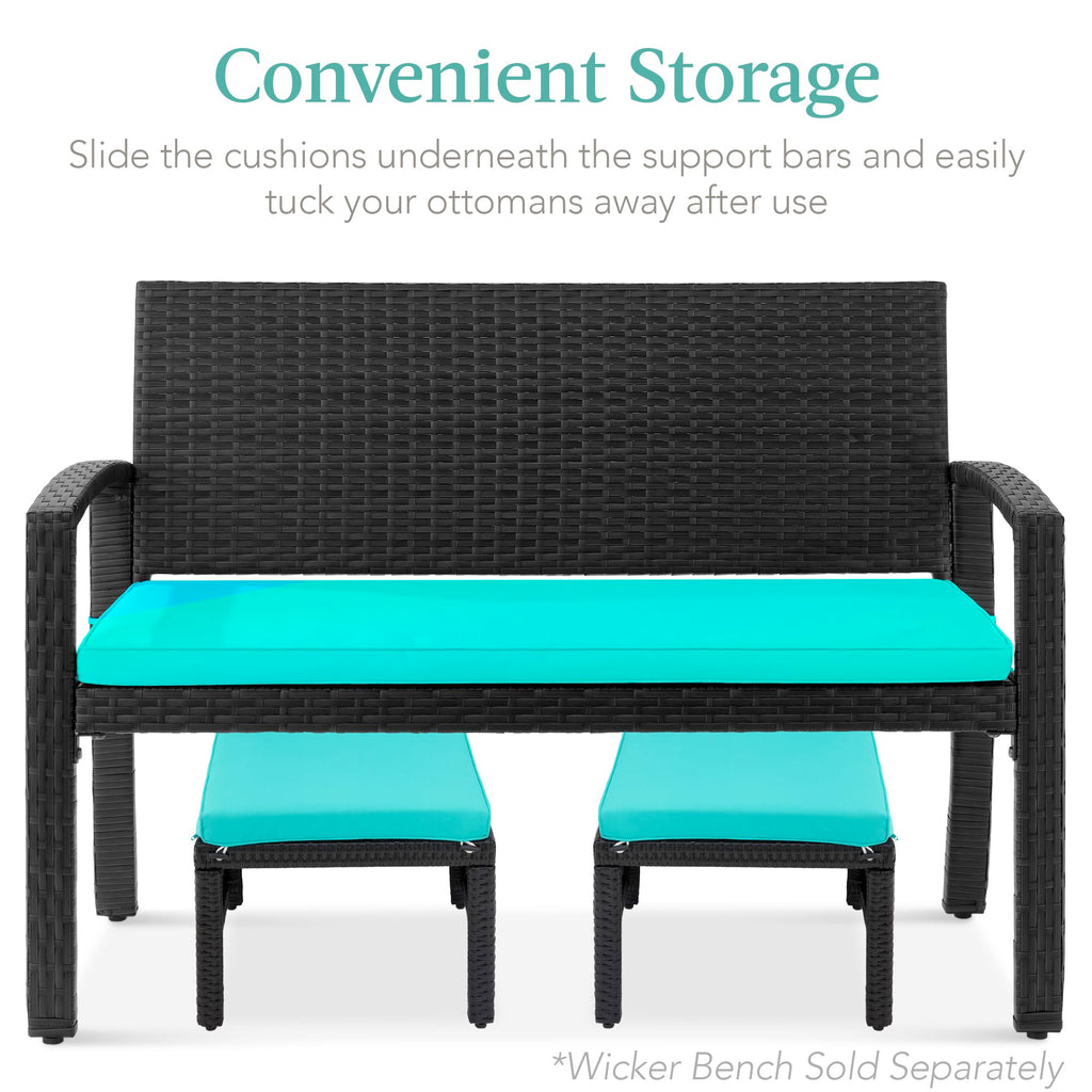 Set of 2 Wicker Ottomans with Removable Cushions V91561