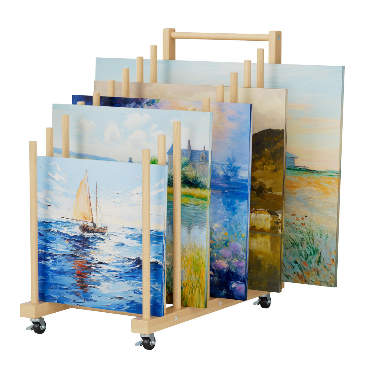 Art Canvas Storage Rack with Wheels and Handle G311