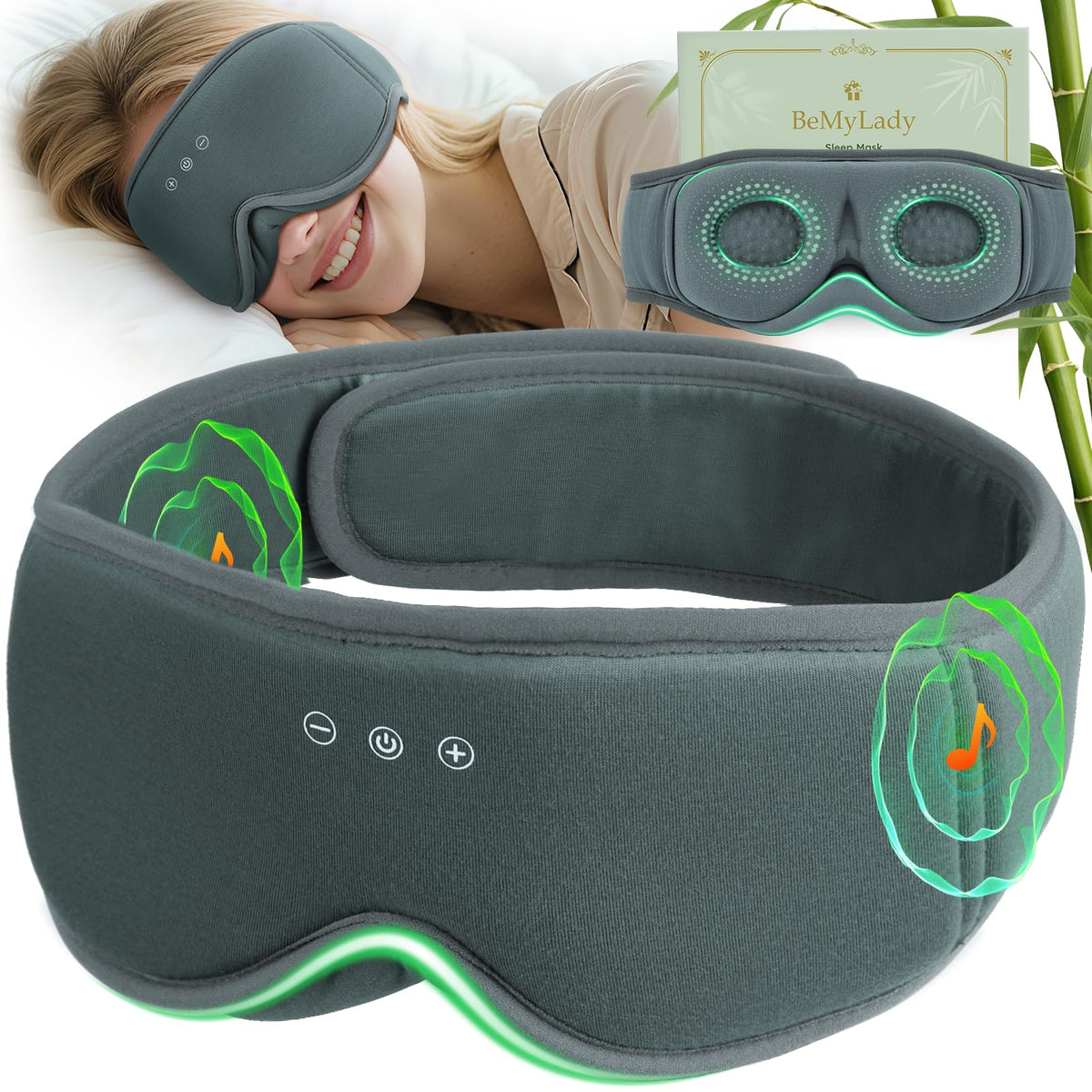 Bamboo Cotton Sleep Mask with Bluetooth Headphones R552430