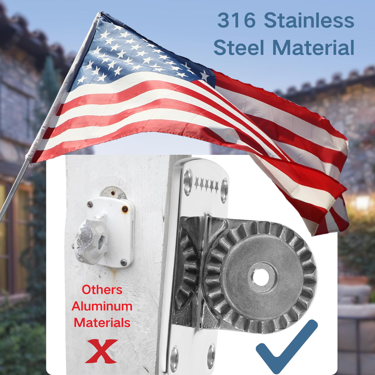 316 Stainless Steel Adjustable Flag Pole Holder N612848