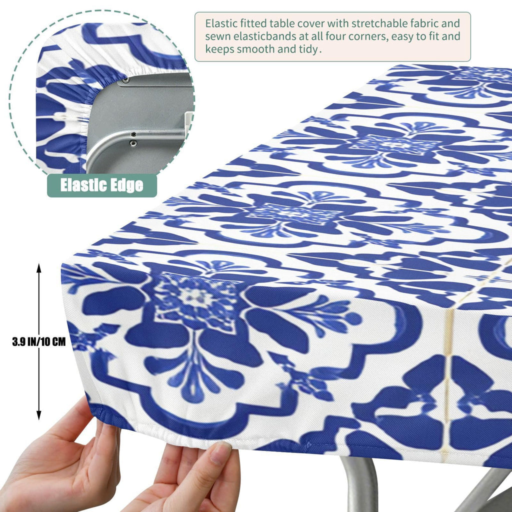 6 Ft Rectangle Water Resistant Tablecloth D9351