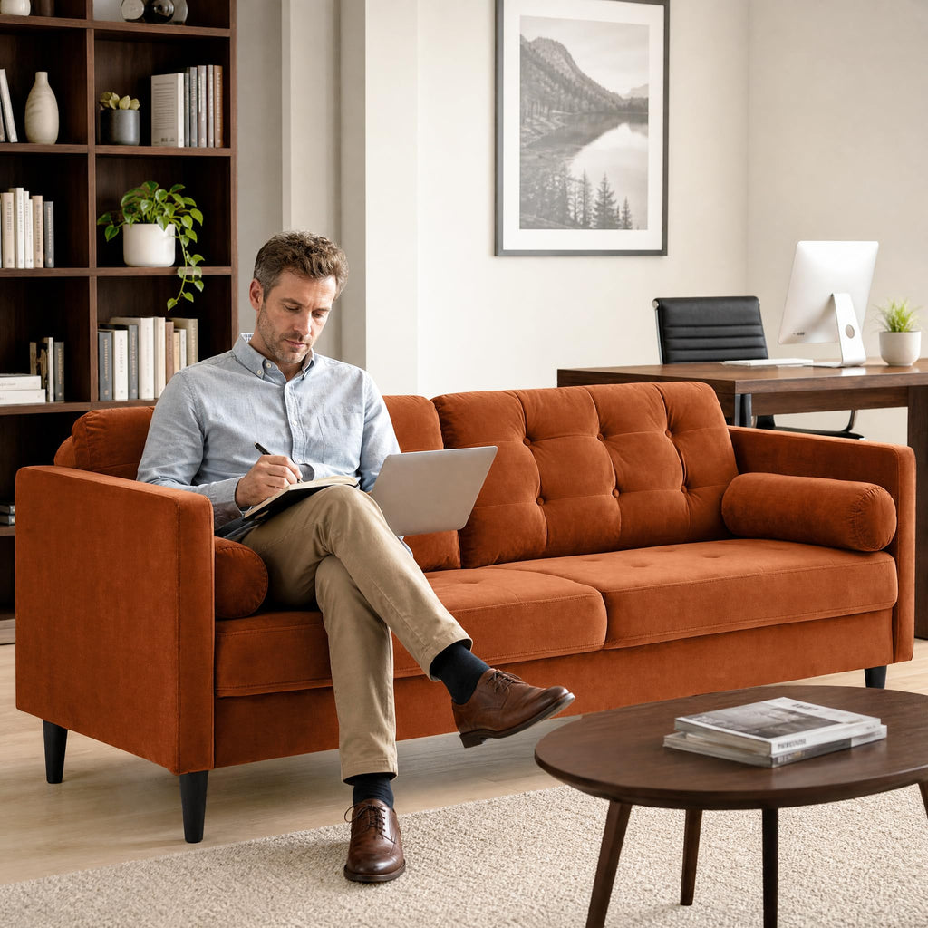 80" Velvet Sofa with Solid Wood Legs G625