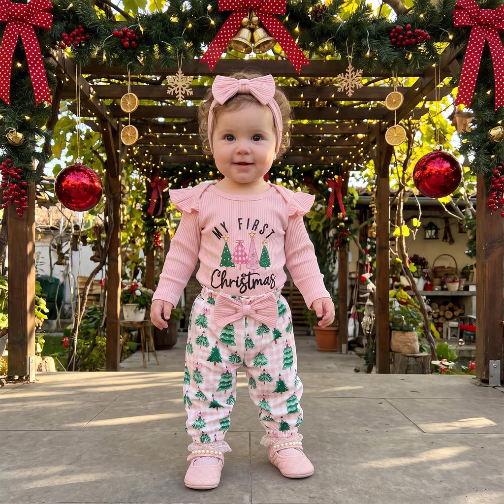 Newborn Baby Girl Christmas Outfit Romper Pants Set M439