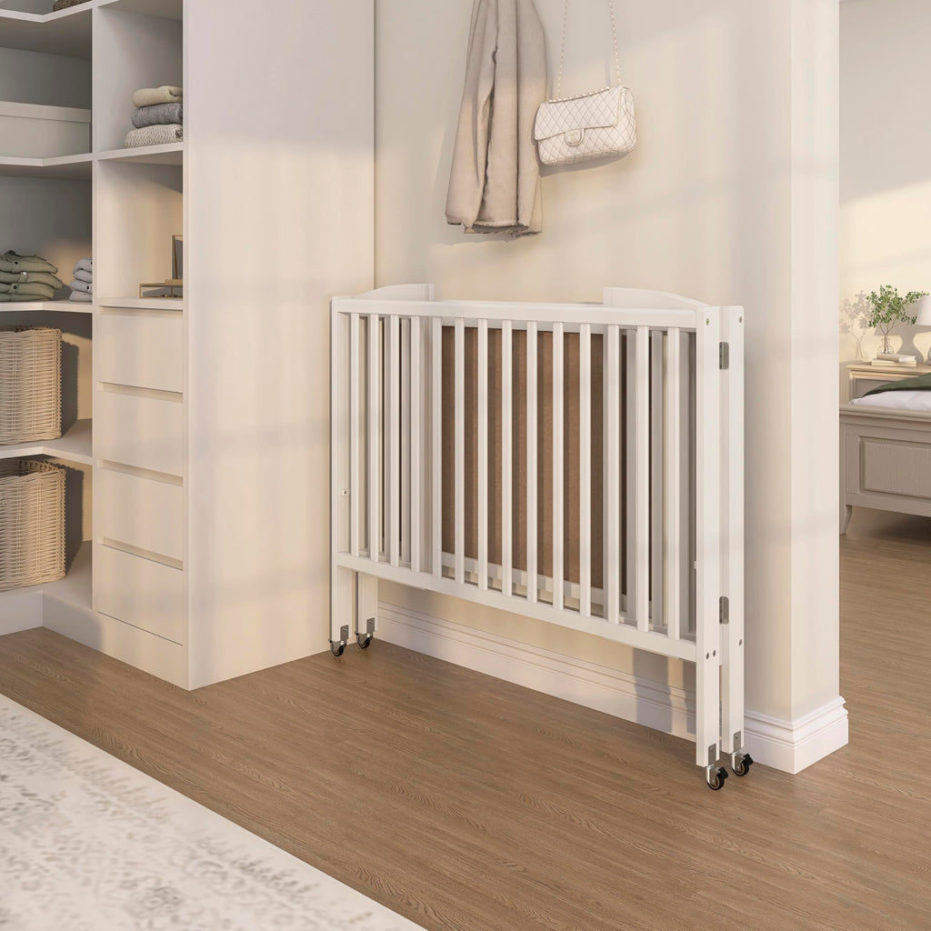 Full Size 2-in-1 Folding Baby Crib White N727537