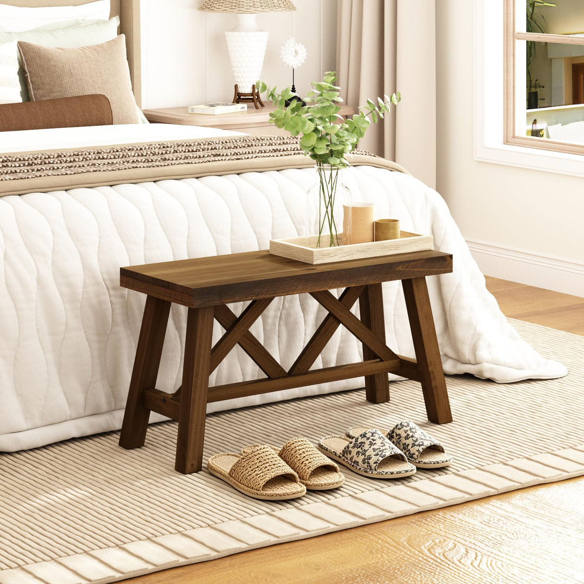 30" Solid Wood Bench O93294